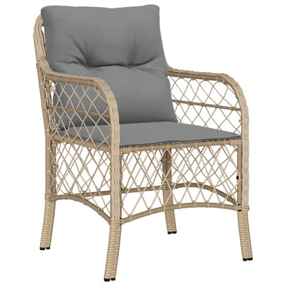 Tuinstoelen 2 st met kussens poly rattan gemengd beige 2 Gemengd beige