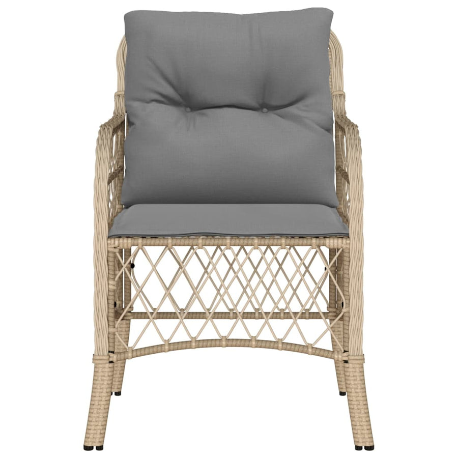 Tuinstoelen 2 st met kussens poly rattan gemengd beige 2 Gemengd beige