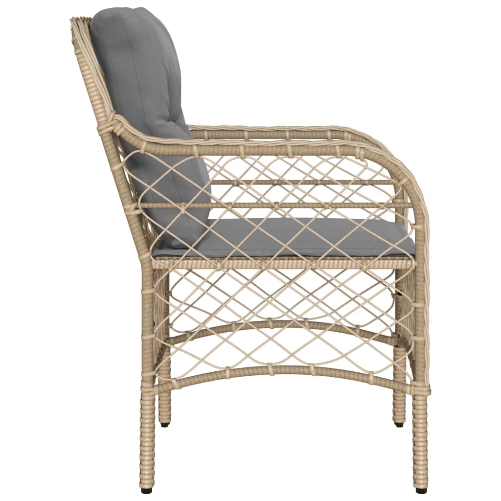 Tuinstoelen 2 st met kussens poly rattan gemengd beige 2 Gemengd beige