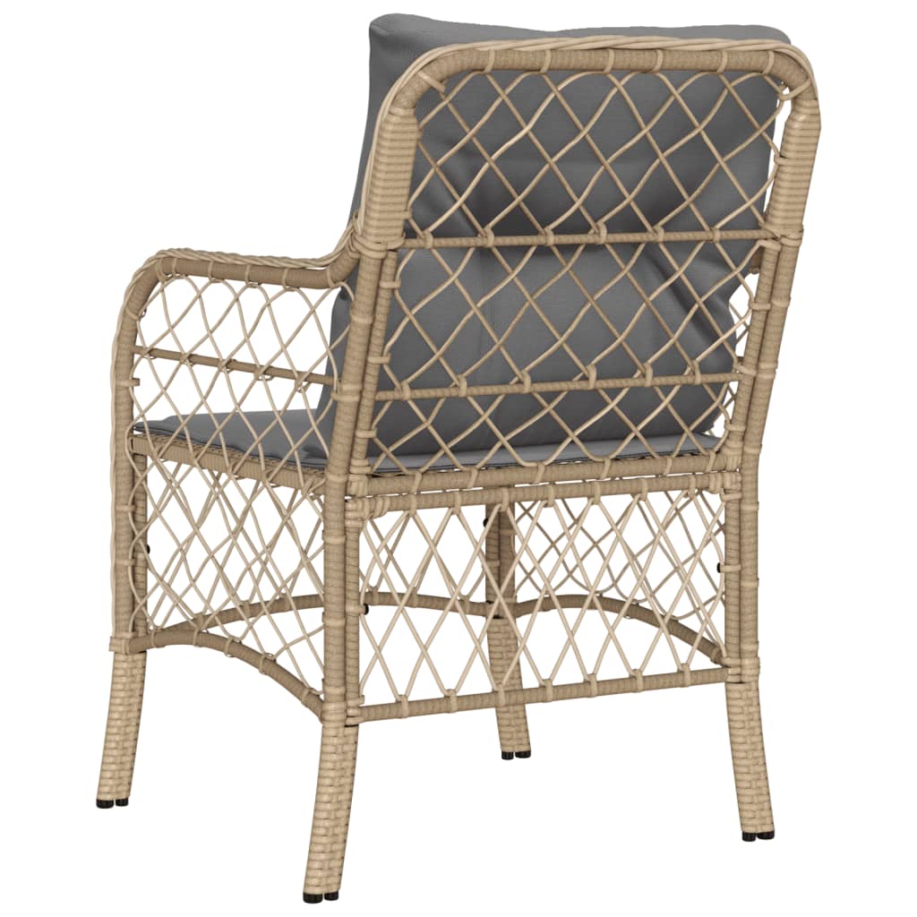 Tuinstoelen 2 st met kussens poly rattan gemengd beige 2 Gemengd beige