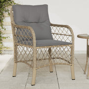 Tuinstoelen 2 st poly rattan gemengd beige met kussens