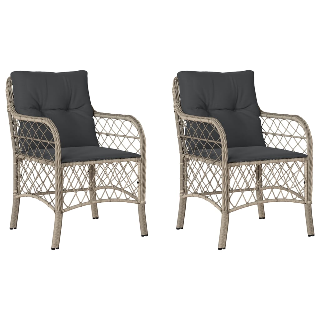 Tuinstoelen 2 st met kussens poly rattan lichtgrijs Lichtgrijs Lijngeweven