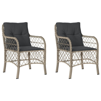 Tuinstoelen 2 st met kussens poly rattan lichtgrijs Lichtgrijs Lijngeweven