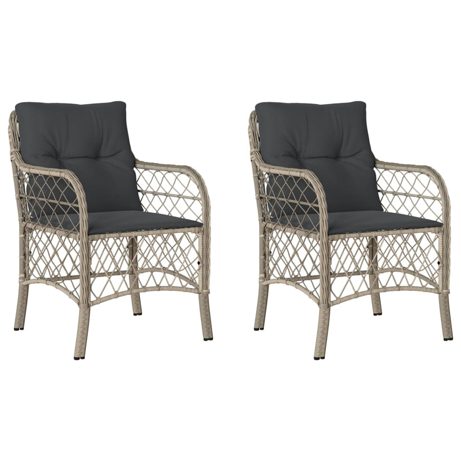 Tuinstoelen 2 st met kussens poly rattan lichtgrijs Lichtgrijs Lijngeweven