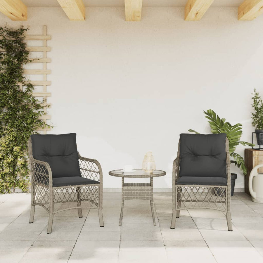 Tuinstoelen 2 st met kussens poly rattan lichtgrijs Lichtgrijs Lijngeweven