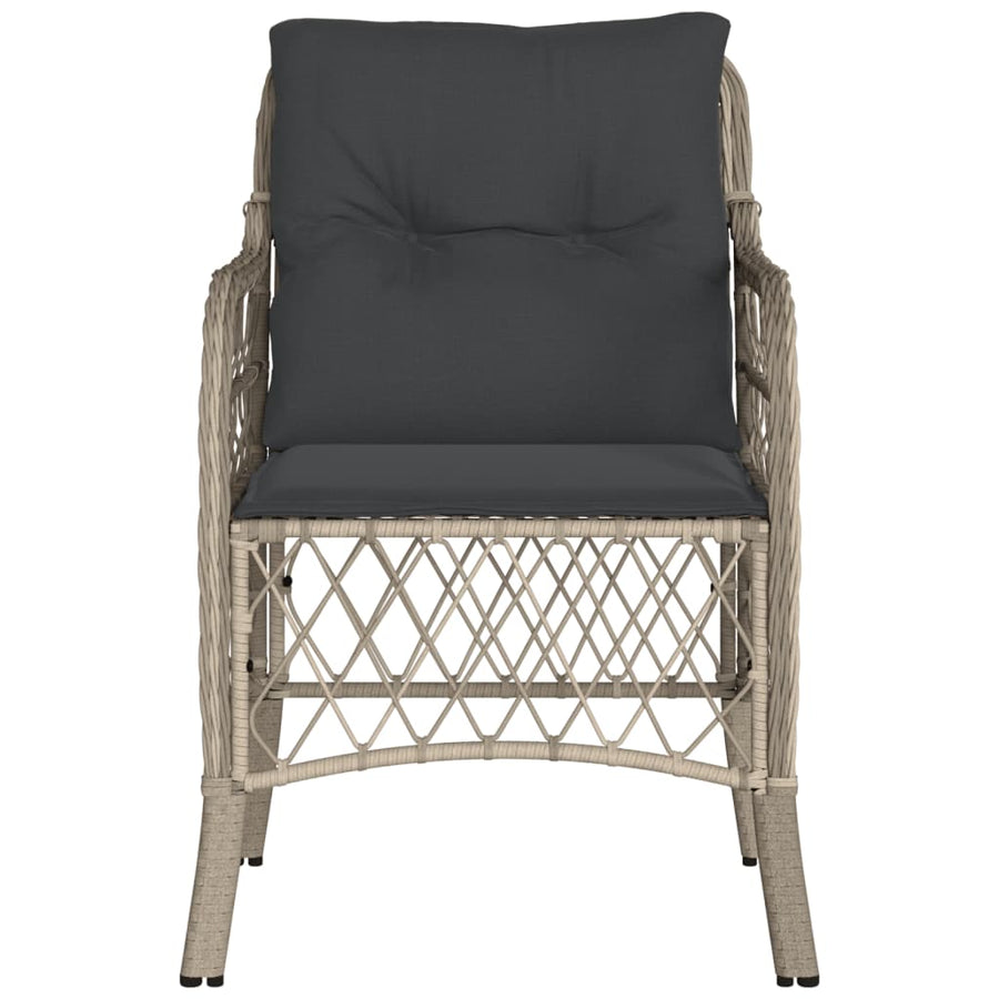 Tuinstoelen 2 st met kussens poly rattan lichtgrijs Lichtgrijs Lijngeweven