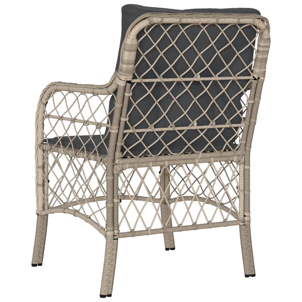 Tuinstoelen 2 st met kussens poly rattan lichtgrijs Lichtgrijs Lijngeweven