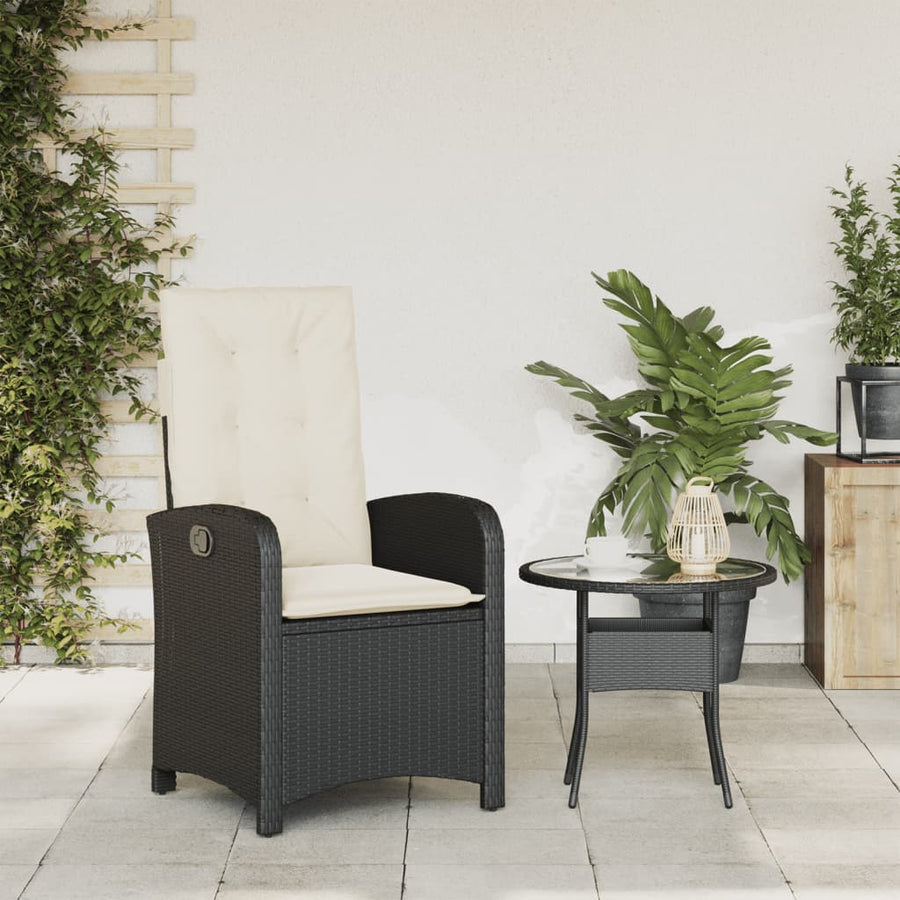 Tuinstoel Verstelbaar Met Kussens Poly Rattan Zwart