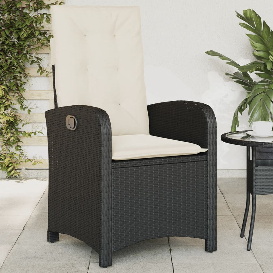 Tuinstoel Verstelbaar Met Kussens Poly Rattan Zwart