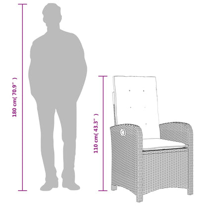 Tuinstoel Verstelbaar Met Kussens Poly Rattan Zwart