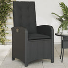 Adjustable Garden Chair with Cushions, Poly Rattan, Black