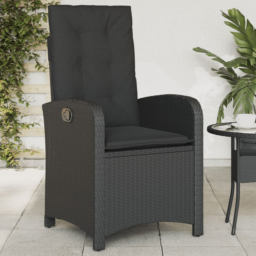 Tuinstoel Verstelbaar Met Kussens Poly Rattan Zwart