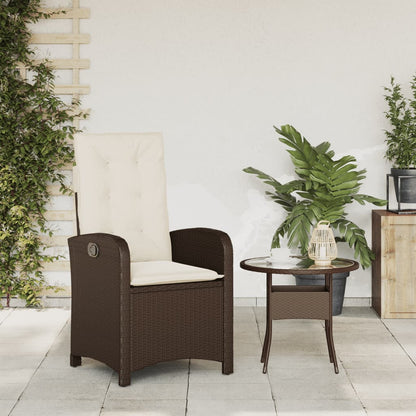 Tuinstoel Verstelbaar Met Kussens Poly Rattan Bruin