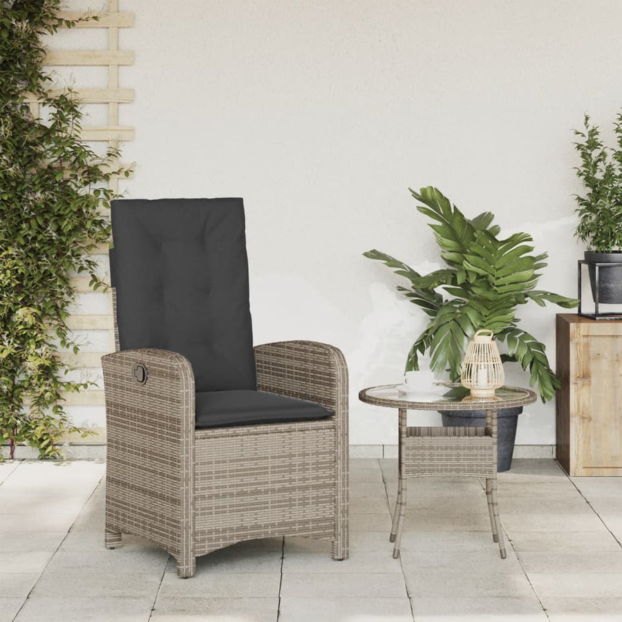 Tuinstoel Verstelbaar Met Kussens Poly Rattan Grijs