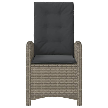 Tuinstoel Verstelbaar Met Kussens Poly Rattan Grijs