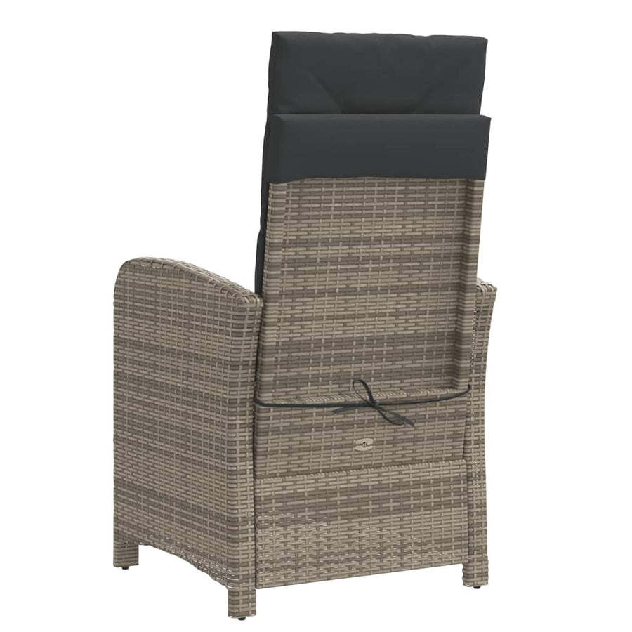 Tuinstoel Verstelbaar Met Kussens Poly Rattan Grijs