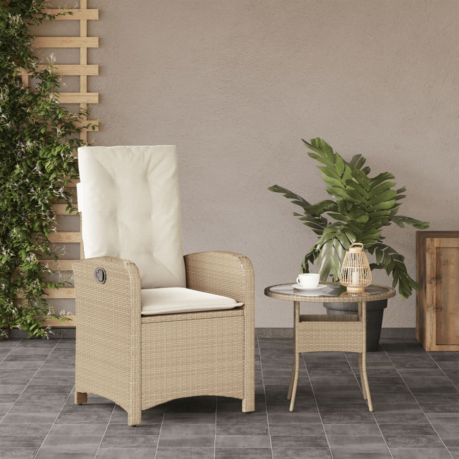 Tuinstoel Verstelbaar Met Kussens Poly Rattan Beige