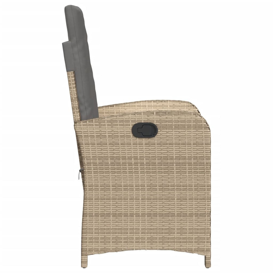 Tuinstoel Verstelbaar Met Kussens Poly Rattan Gemengd Beige