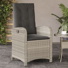 Adjustable garden chair with cushions poly rattan light grey