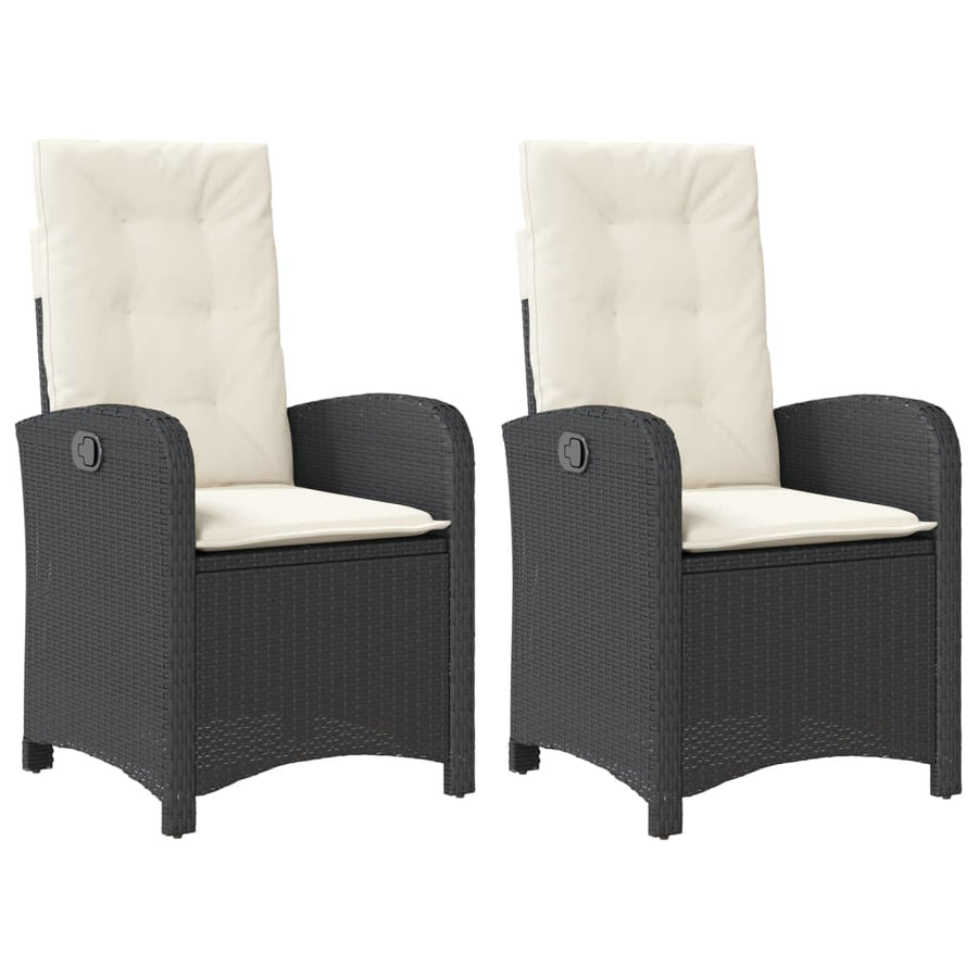 Tuinstoelen 2 St Verstelbaar Met Kussens Poly Rattan Zwart