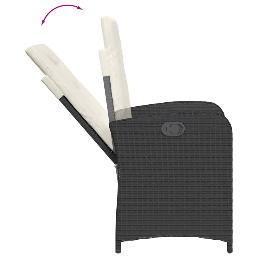 Tuinstoelen 2 St Verstelbaar Met Kussens Poly Rattan Zwart