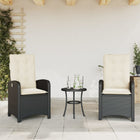 Garden chairs 2 pcs adjustable with cushions poly rattan black