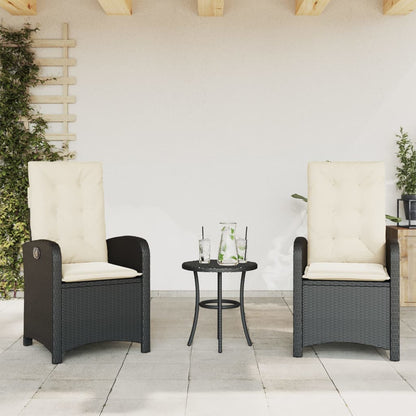Tuinstoelen 2 St Verstelbaar Met Kussens Poly Rattan Zwart