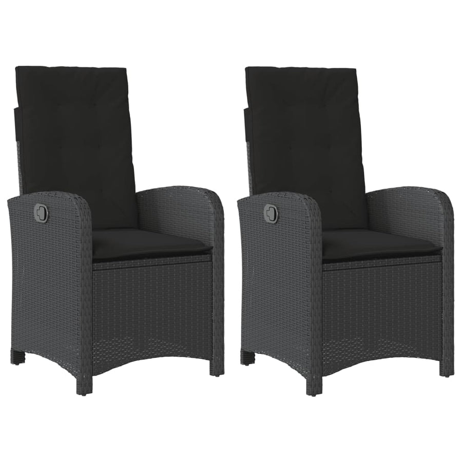 Tuinstoelen 2 St Verstelbaar Met Kussens Poly Rattan Zwart