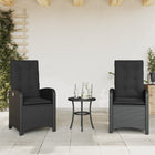 Garden chairs 2 pcs adjustable with cushions poly rattan black