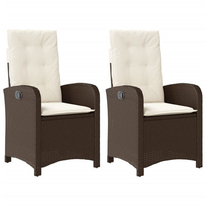 Tuinstoelen 2 St Verstelbaar Met Kussens Poly Rattan Bruin