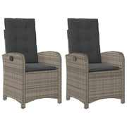 Tuinstoelen 2 st verstelbaar poly rattan grijs