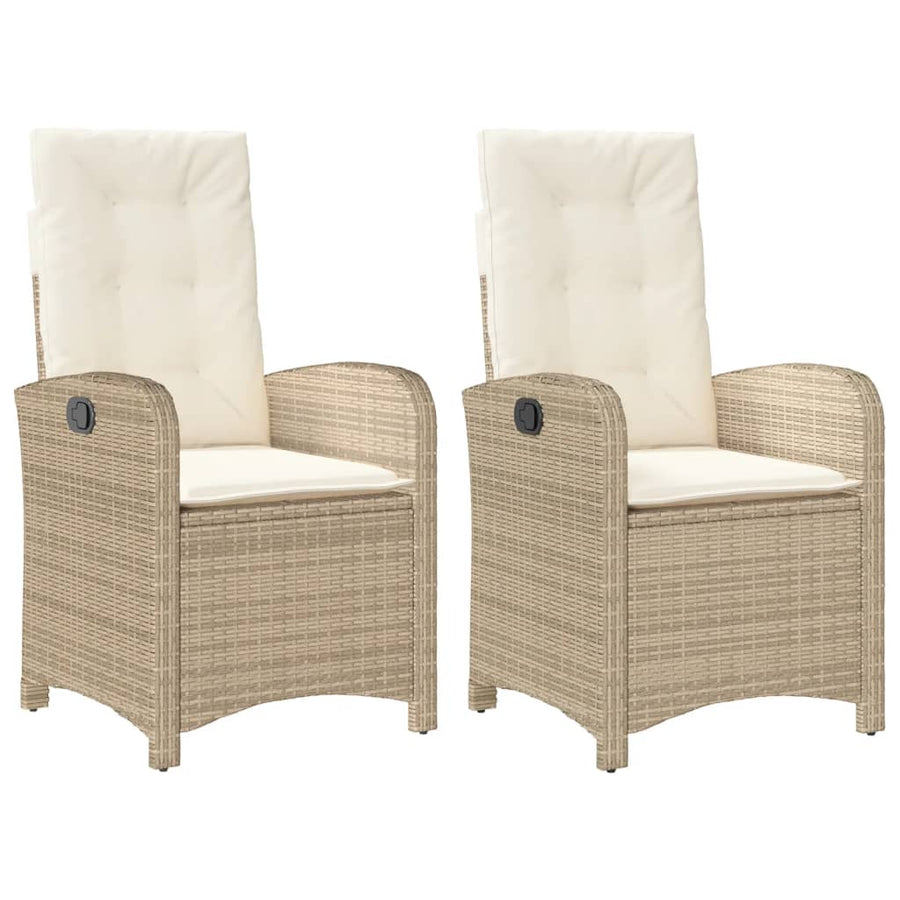 Tuinstoelen 2 St Verstelbaar Met Kussens Poly Rattan Beige
