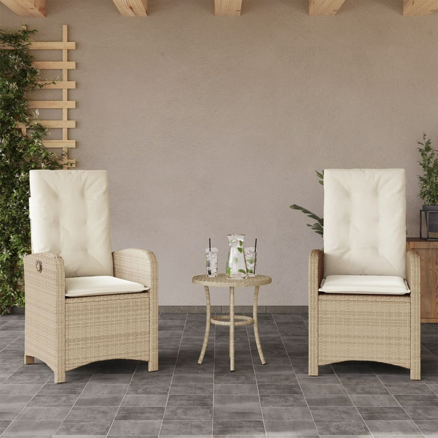 Tuinstoelen 2 St Verstelbaar Met Kussens Poly Rattan Beige
