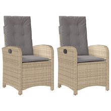 Tuinstoelen 2 St Verstelbaar Kussens Poly Rattan Gemengd Beige