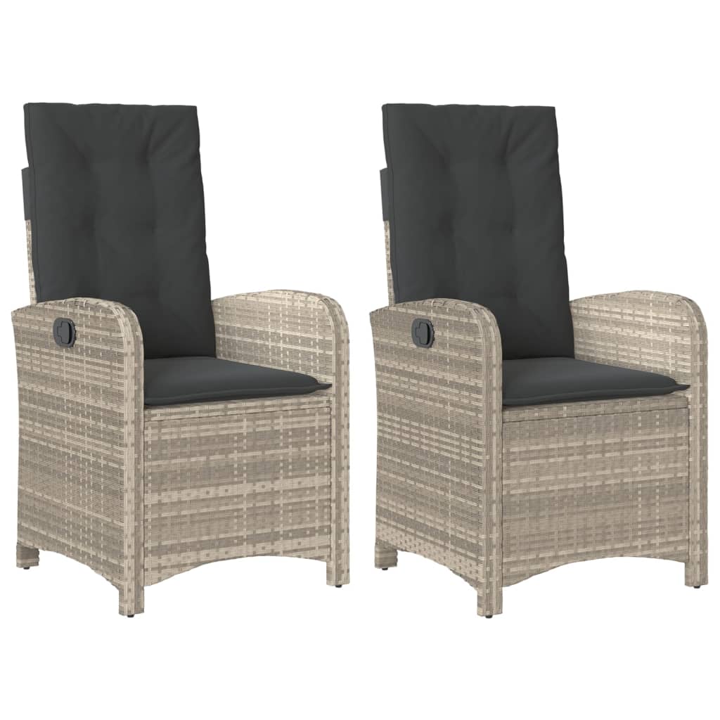 Tuinstoelen 2 St Verstelbaar Met Kussens Poly Rattan Lichtgrijs