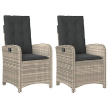 Tuinstoelen 2 St Verstelbaar Met Kussens Poly Rattan Lichtgrijs