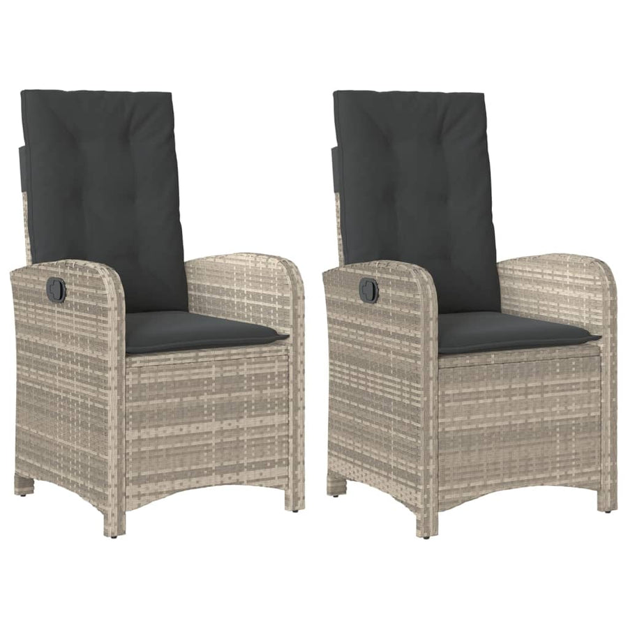 Tuinstoelen 2 St Verstelbaar Met Kussens Poly Rattan Lichtgrijs