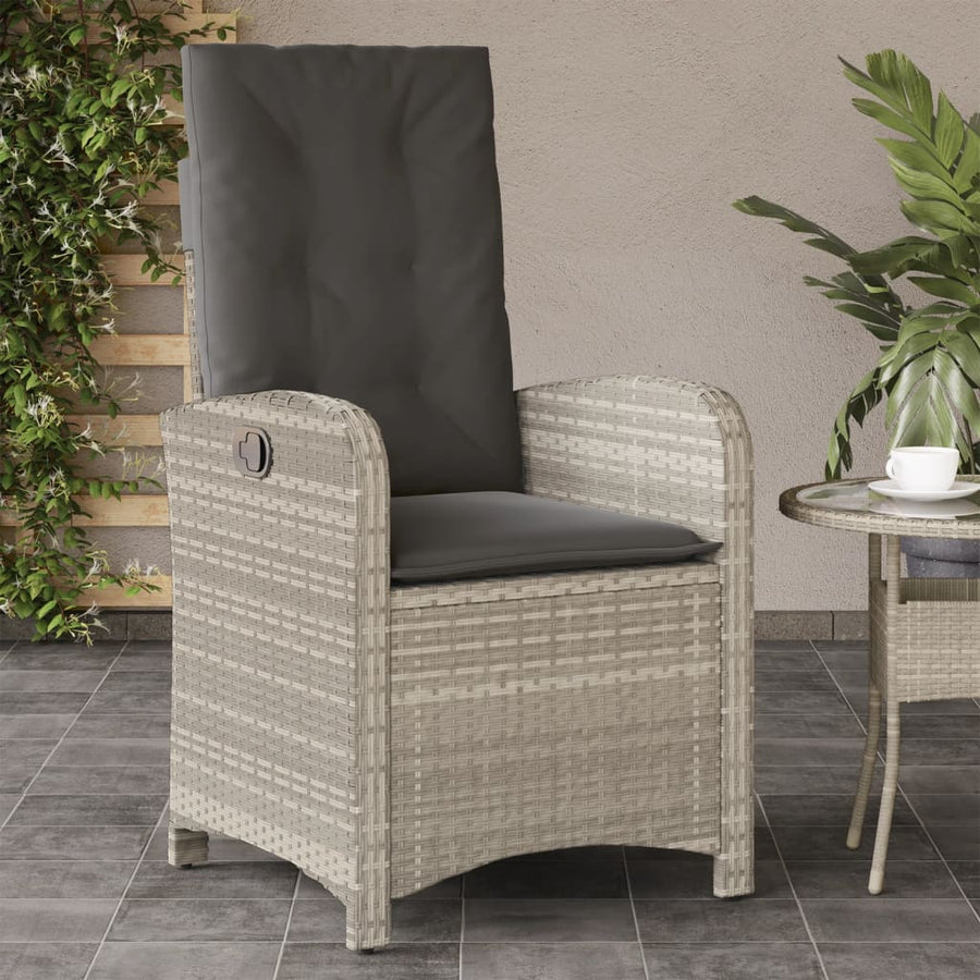 Tuinstoelen 2 St Verstelbaar Met Kussens Poly Rattan Lichtgrijs