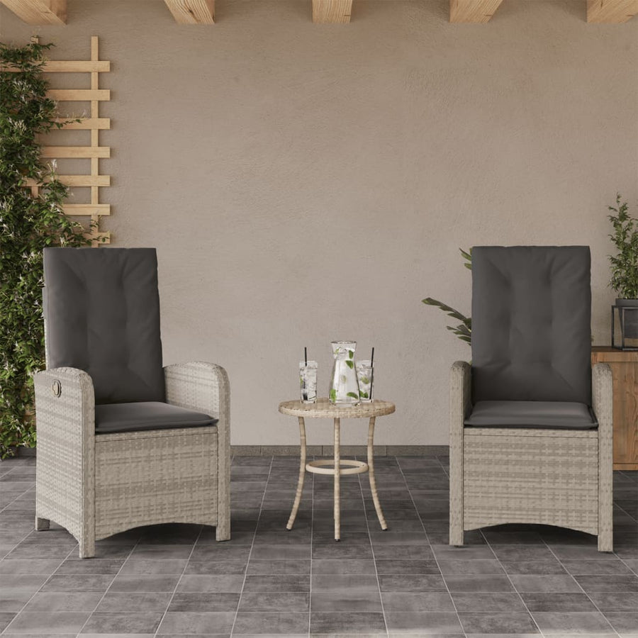Tuinstoelen 2 St Verstelbaar Met Kussens Poly Rattan Lichtgrijs