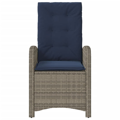 Tuinstoelen 2 st verstelbaar met kussens poly rattan grijs