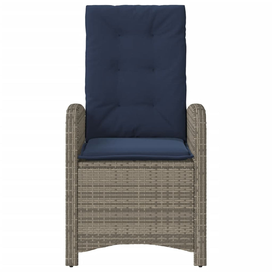 Tuinstoelen 2 st verstelbaar met kussens poly rattan grijs