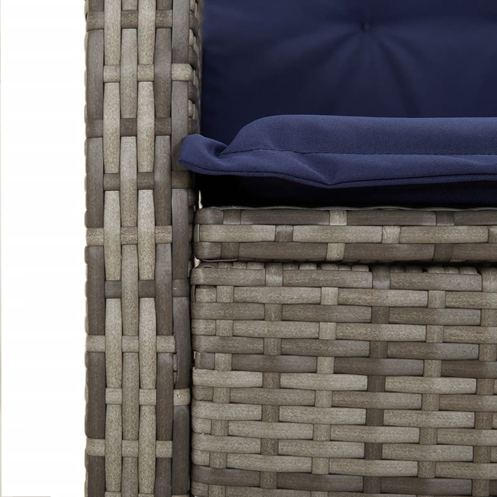 Tuinstoelen 2 st verstelbaar met kussens poly rattan grijs