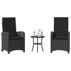 Bistroset 3-delig poly rattan zwart met kussens