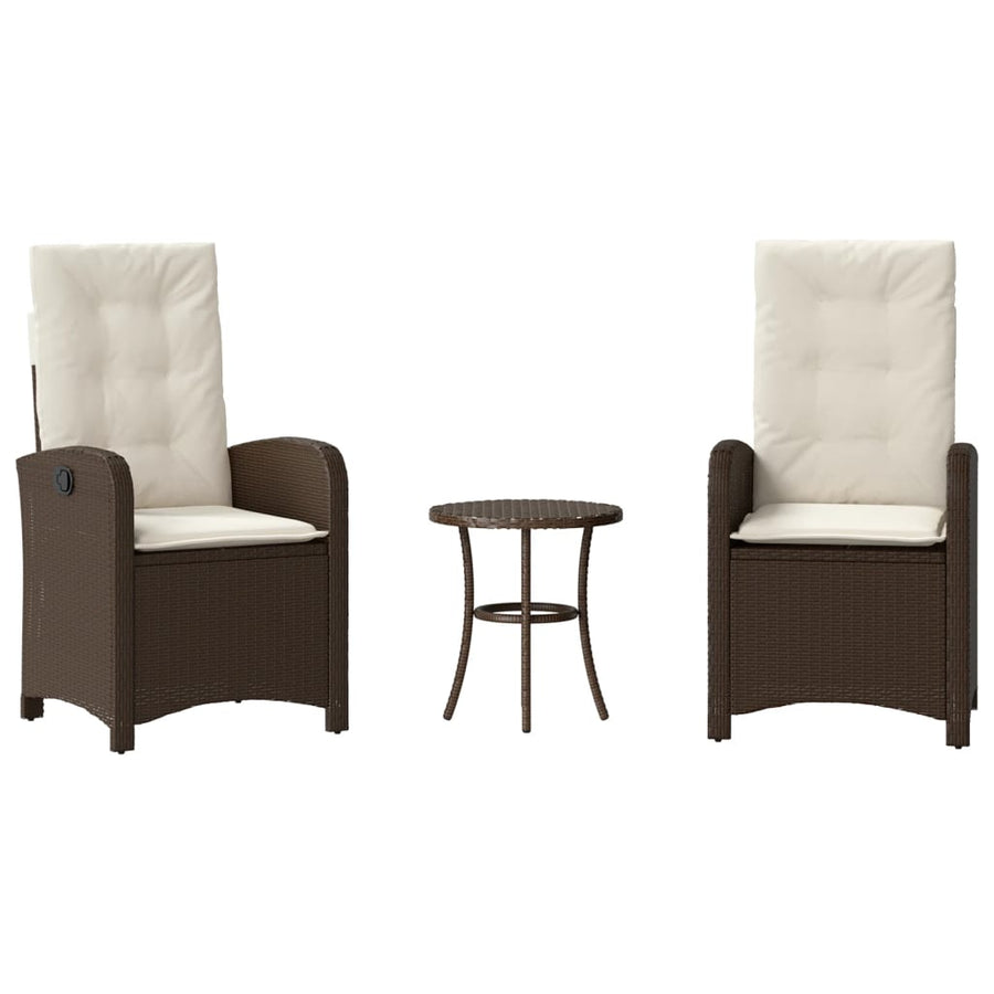 3-Delige Bistroset Met Kussens Poly Rattan Bruin