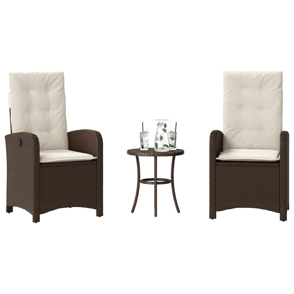 3-Delige Bistroset Met Kussens Poly Rattan Bruin