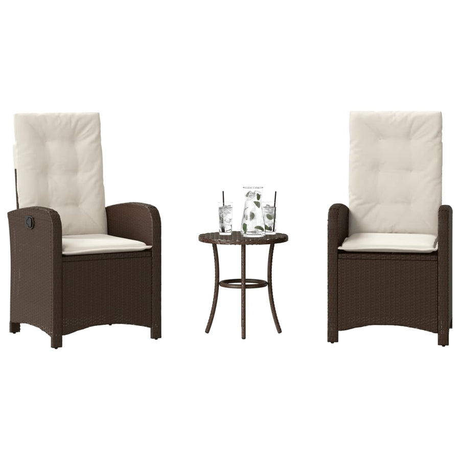 3-Delige Bistroset Met Kussens Poly Rattan Bruin