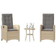 Bistroset 3-delig poly rattan gemengd beige grijs