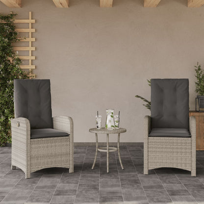 3-Delige Bistroset Met Kussens Poly Rattan Lichtgrijs