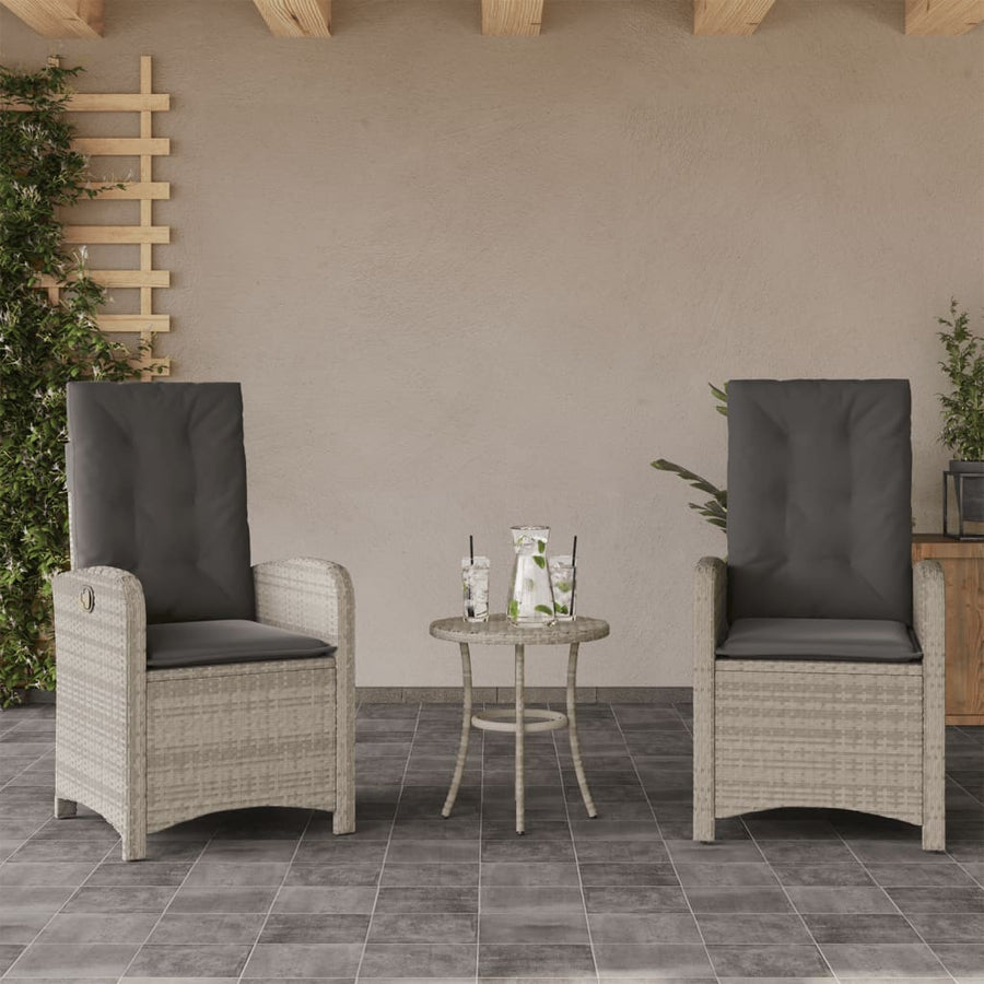 3-Delige Bistroset Met Kussens Poly Rattan Lichtgrijs