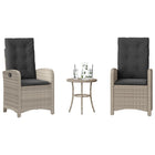 3-piece Bistro Set with Cushions Poly Rattan Light Grey
